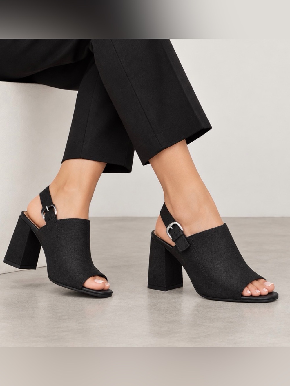 NYDJ black Denim Block Heel Sandal